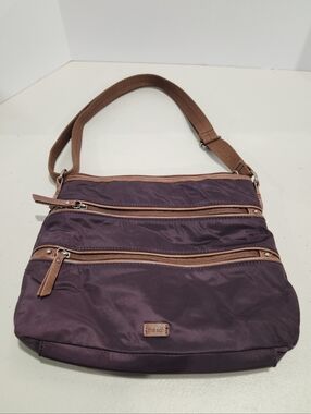 The Sak Esperato Nylon Crossbody Shoulder Bag Purple Tan